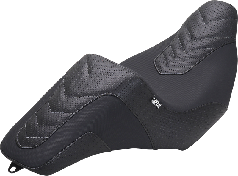 MUSTANG Signature Series Squareback™ Seat - Gripper Vinyl - Chevron - Gunmetal Stitch - FLH/FLT '23-'25 76324GM