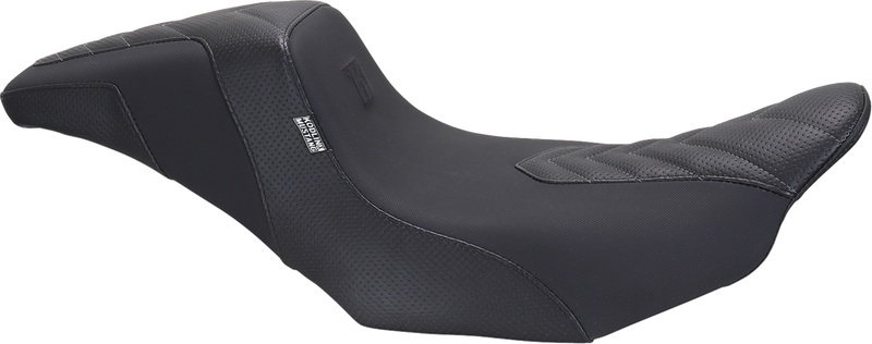 MUSTANG Signature Series Squareback™ Seat - Gripper Vinyl - Chevron - Gunmetal Stitch - FLH/FLT '23-'25 76324GM