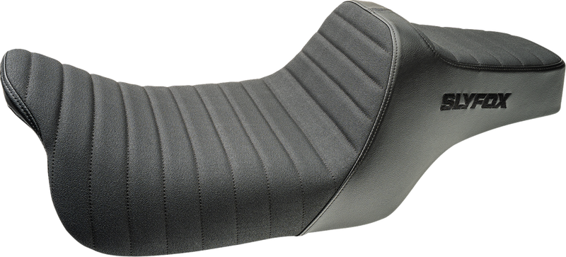 SLYFOX Highnoon Seat - Vinyl - Classic Stitch - Black Logo - FLH/FLT '08-'24 4710A-SlyFox