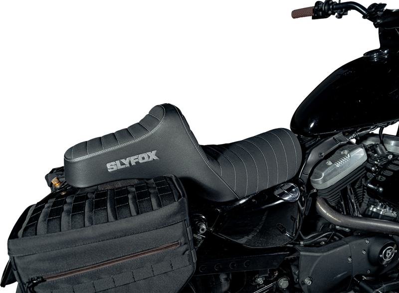 SLYFOX High Noon Seat - Vinyl - Classic Stitch - Silver Logo - Silver Stitch - XL '04-'22 4709B-SlyFox