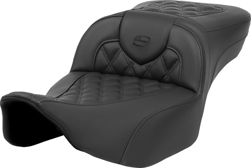 SADDLEMEN Heated RoadSofa* Seat - Extended Reach - Lattice Stitch - w/o Backrest - FLT/FLH *23-*24 823-07-184A0