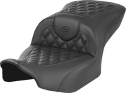 SADDLEMEN Heated Roadsofa* Seat - Carbon Fiber - Lattice Stitch - w/o Backrest - FLT/FLH '23-'24 823-07-206A0