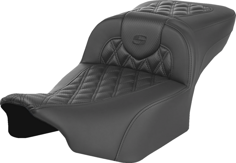SADDLEMEN Heated RoadSofa* Seat - Extended Reach - Lattice Stitch - w/o Backrest - FLT/FLH *23-*24 823-07-207A0