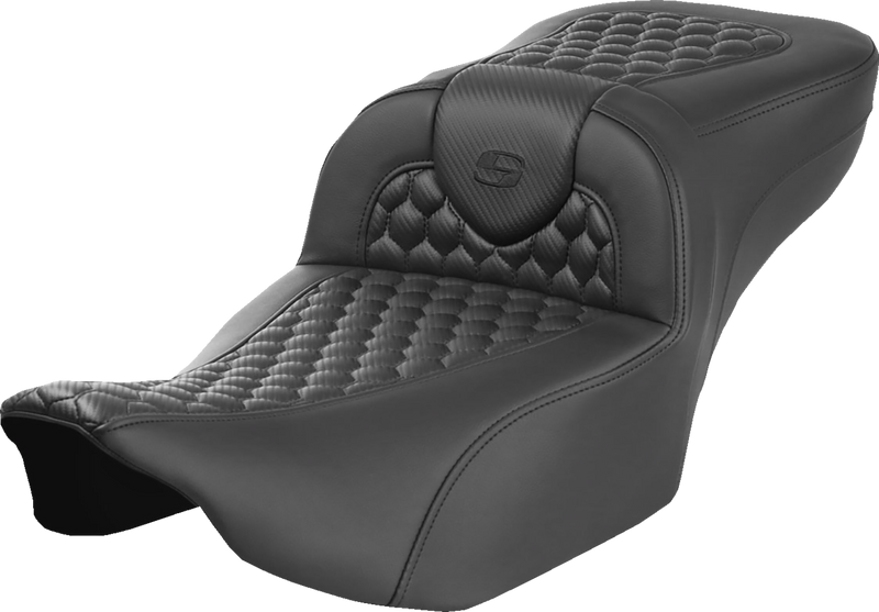 SADDLEMEN Heated RoadSofa* Seat - Extended Reach - Honeycomb Stitch - w/o Backrest - FLT/FLH *23-*24 823-07-190A0