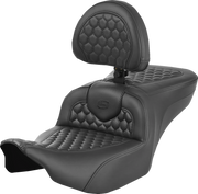 SADDLEMEN Heated RoadSofa* Seat - Honeycomb Stitch - w/ Backrest - FLH/FLT '23-'24 823-07-189C0