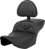 SADDLEMEN Heated RoadSofa* Seat - Extended Reach - Smooth - w/ Backrest - FLT/FLH *23-*24 823-07-188C0