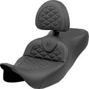 SADDLEMEN RoadSofa* Tri Gripper Seat - Standard Reach - w/ Backrest - FLH/FLT '08-'25 808-07B-210B0