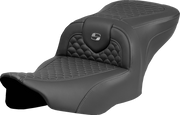 SADDLEMEN Roadsofa* Seat - Dragon Scale Stitch - Dark Gray Stitch - w/o Backrest - FLTR/FLHX '23-'24 823-07-20802