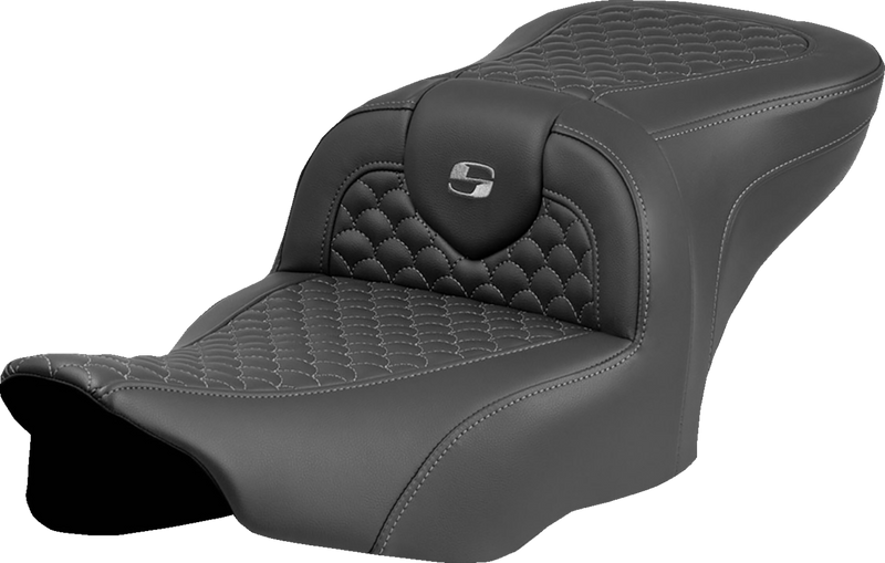 SADDLEMEN Roadsofa* Seat - Dragon Scale Stitch - Dark Gray Stitch - w/o Backrest - FLTR/FLHX '23-'24 823-07-20802