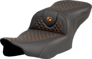 SADDLEMEN Roadsofa* Seat - Dragon Scale Stitch - Orange Stitch - w/o Backrest - FLTR/FLHX '23-'24 823-07-20803