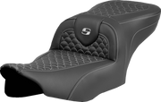 SADDLEMEN Roadsofa* Seat - Dragon Scale Stitch - Silver Stitch - w/o Backrest - FLTR/FLHX '23-'24 823-07-20805