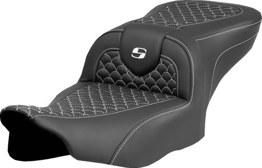 SADDLEMEN Roadsofa* Seat - Dragon Scale Stitch - White Stitch - w/o Backrest - FLTR/FLHX '23-'24 823-07-20806