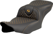 SADDLEMEN Roadsofa* Seat - Dragon Scale Stitch - Gold Stitch - w/o Backrest - FLTR/FLHX '23-'24 823-07-20807