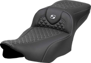 SADDLEMEN Roadsofa* Extended Reach Seat - Dragon Scale Stitch - Silver Stitch - w/o Backrest - FLT/FLH '23-'24 823-07-20905