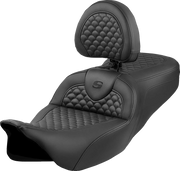 SADDLEMEN Roadsofa* Seat - Dragon Scale Stitch - Black Stitch - w/ Backrest - FLH/FLT '08-'24 808-07B-208B0