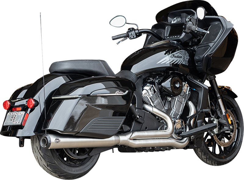 S&S CYCLE 2-into-1 Qualifier Exhaust System - Brushed Stainless Steel - Race Only - Indian with PowerPlus 550-1130