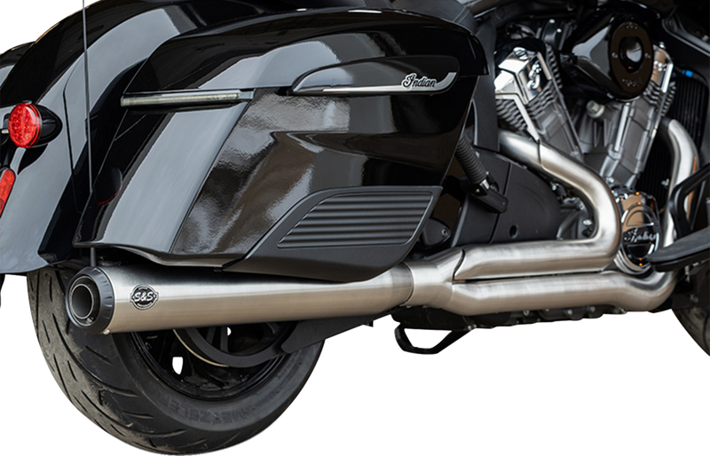 S&S CYCLE 2-into-1 Qualifier Exhaust System - Brushed Stainless Steel - Race Only - Indian with PowerPlus 550-1130