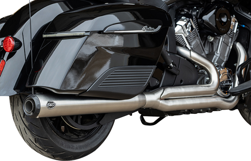 S&S CYCLE 2-into-1 Qualifier Exhaust System - Brushed Stainless Steel - 49 State - Indian with PowerPlus 550-1132
