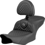SADDLEMEN Roadsofa* Seat - Dragon Scale Stitch - Gray Stitch - w/ Backrest - FLTR/FLHX '23-'24 823-07-208B2