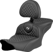 SADDLEMEN Roadsofa* Seat - Dragon Scale Stitch - Silver Stitch - w/ Backrest - FLTR/FLHX '23-'24 823-07-208B5