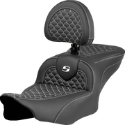 SADDLEMEN Roadsofa* Seat - Dragon Scale Stitch - White Stitch - w/ Backrest - FLTR/FLHX '23-'24 823-07-208B6
