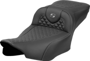 SADDLEMEN Roadsofa* Extended Reach Seat - Dragon Scale Stitch - Dark Gray Stitch - w/o Backrest - FL '23-'24 823-07-20902