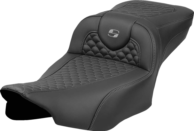 SADDLEMEN Roadsofa* Extended Reach Seat - Dragon Scale Stitch - Dark Gray Stitch - w/o Backrest - FL '23-'24 823-07-20902