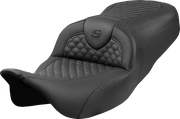 SADDLEMEN Roadsofa* Seat - Dragon Scale Stitch - Black Stitch - w/o Backrest - FLH/FLT '08-'24 808-07B-20800