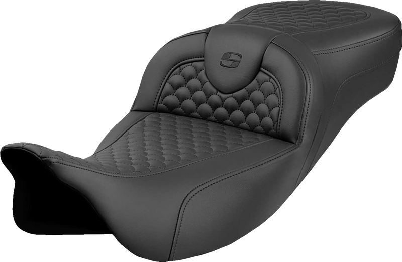 SADDLEMEN Roadsofa* Extended Reach Seat - Dragon Scale Stitch - Black Stitch - w/o Backrest - FLH/FLT '08-'24 808-07B-20900
