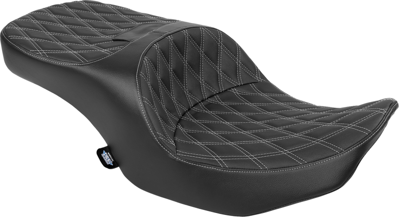 DRAG SPECIALTIES SEATS Freedom Seat - Black - Vinyl - Silver Double Diamond Stitch - FLT/FLH '23-'25 4711C