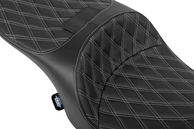 DRAG SPECIALTIES SEATS Freedom Seat - Black - Vinyl - Silver Double Diamond Stitch - FLT/FLH '23-'25 4711C