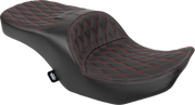 DRAG SPECIALTIES SEATS Freedom Seat - Black - Vinyl - Red Double Diamond Stitch - FLT/FLH '23-'25 4711D