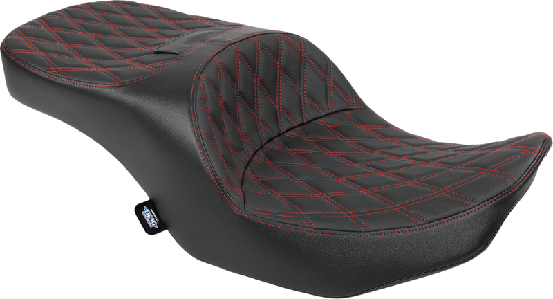DRAG SPECIALTIES SEATS Freedom Seat - Black - Vinyl - Red Double Diamond Stitch - FLT/FLH '23-'25 4711D