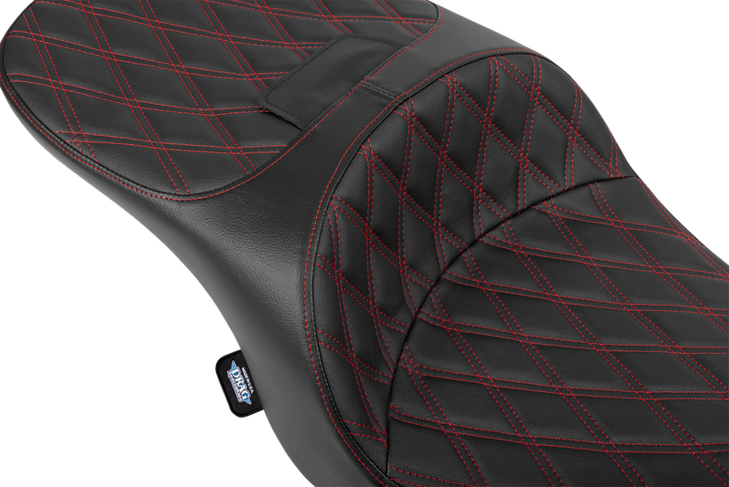 DRAG SPECIALTIES SEATS Freedom Seat - Black - Vinyl - Red Double Diamond Stitch - FLT/FLH '23-'25 4711D