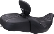 MUSTANG Deluxe One-Piece, 2-Up Seat - Diamond - Black Stitch - FLT/FLH '23-'25 89411