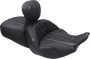 MUSTANG Deluxe One-Piece, 2-Up Seat - Diamond - Black Stitch - FLT/FLH '23-'25 89411