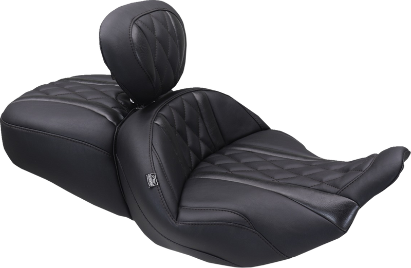 MUSTANG Deluxe One-Piece, 2-Up Seat - Diamond - Black Stitch - FLT/FLH '23-'25 89411