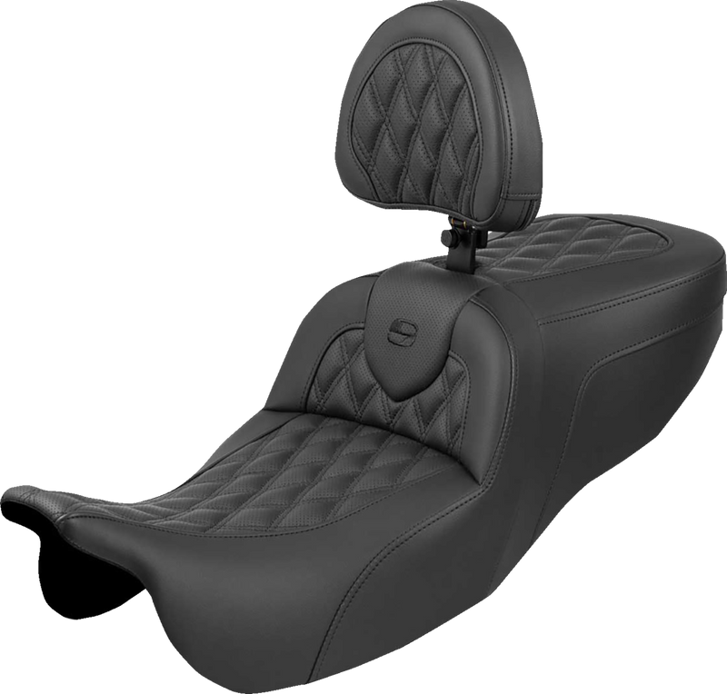 SADDLEMEN Roadsofa* Seat - with Backrest - Lattice Stitch - FLRT/FLTRT '15-'25 815-07-182BR