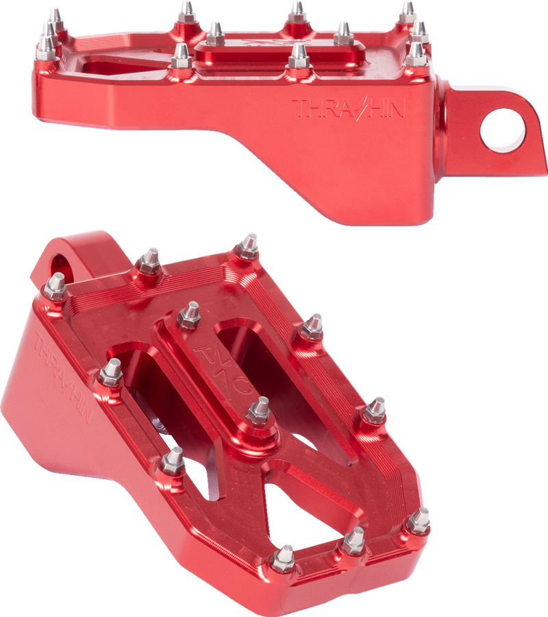 THRASHIN SUPPLY CO. Aggressor Foot Pegs - Rear- Red - HD '72-'25 TSC-2022-2-D