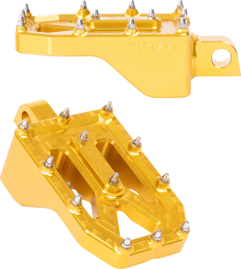 THRASHIN SUPPLY CO. Aggressor Foot Pegs - Rear - Gold - HD '72-'25 TSC-2022-5-D