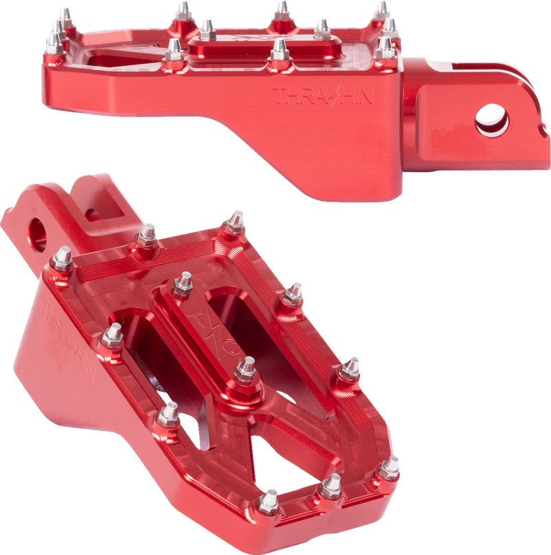 THRASHIN SUPPLY CO. Aggressor Foot Pegs - Front - Red - FL/FX '18-'25 TSC-2022-2-SF
