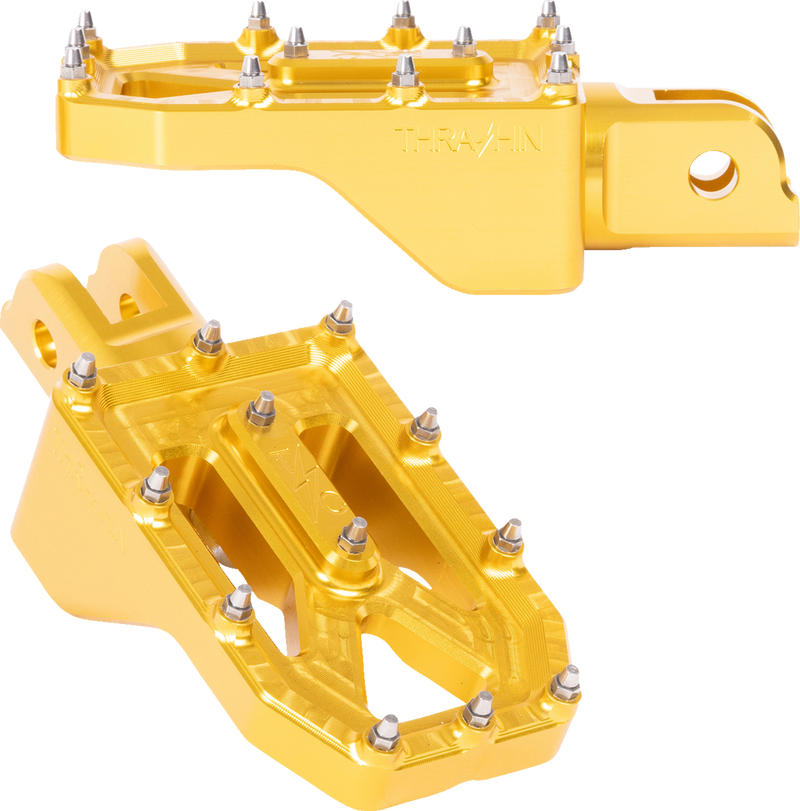 THRASHIN SUPPLY CO. Aggressor Foot Pegs - Front - Gold - FL/FX '18-'25 TSC-2022-5-SF