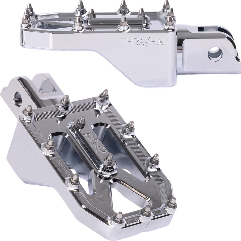 THRASHIN SUPPLY CO. Aggressor Foot Pegs - Front - Chrome - FL/FX '18-'25 TSC-2022-3-SF
