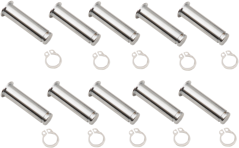 DRAG SPECIALTIES Replacement Pivot Pin / Clip Kit - Brake Lever - Chrome - 10 Pack