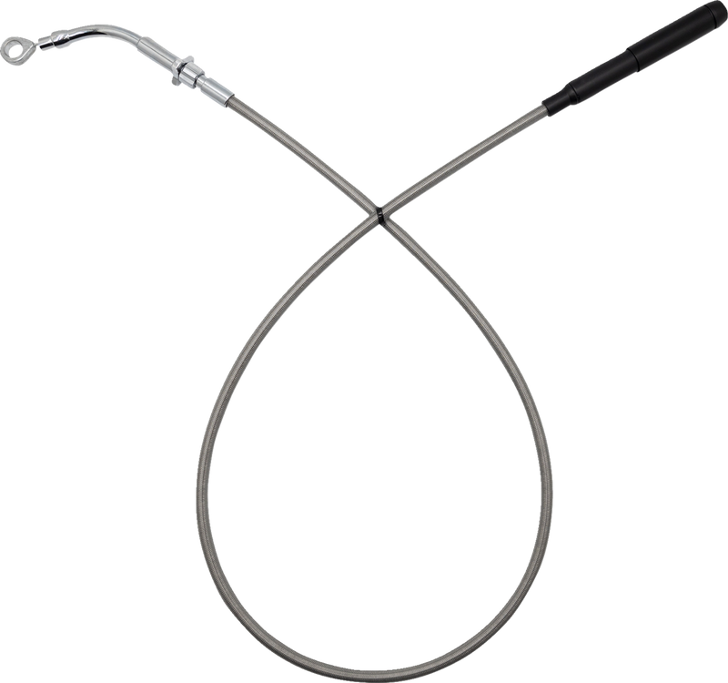 FAT BAGGERS INC. EZ Install Upper Clutch Cable - FLH/FLT - +4" - Braided Stainless Steel/Chrome 118004-C