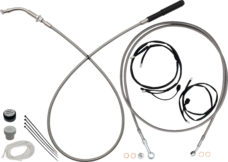 FAT BAGGERS INC. EZ Install Kit - 16" Handlebars - Upper Clutch - Full Length - Braided Stainless Steel 249016