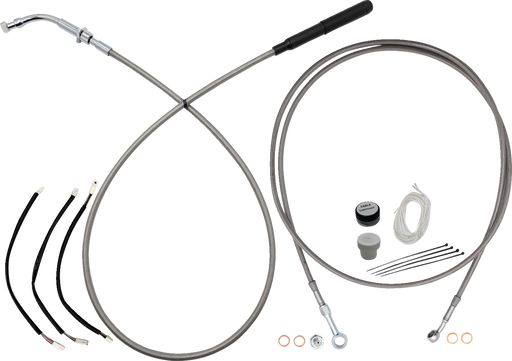 FAT BAGGERS INC. EZ Install Kit - 10" Handlebars - Upper Clutch - Full Length - Braided Stainless Steel/Chrome 249010-C