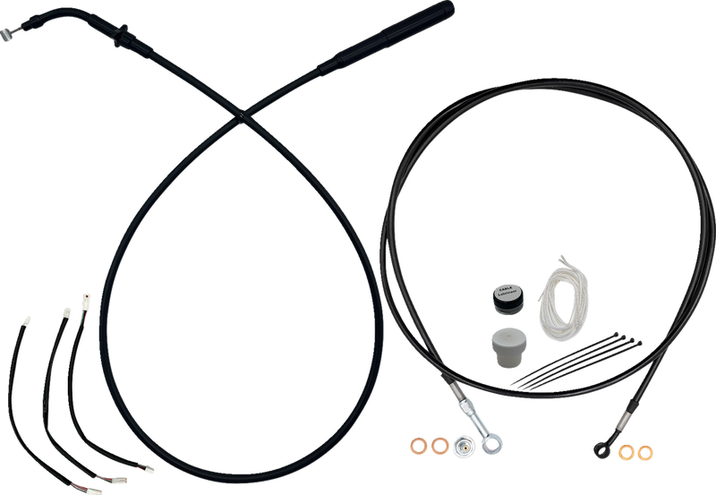 FAT BAGGERS INC. EZ Install Kit - 12" Handlebars - Upper Clutch - Full Length - Black 249012-B