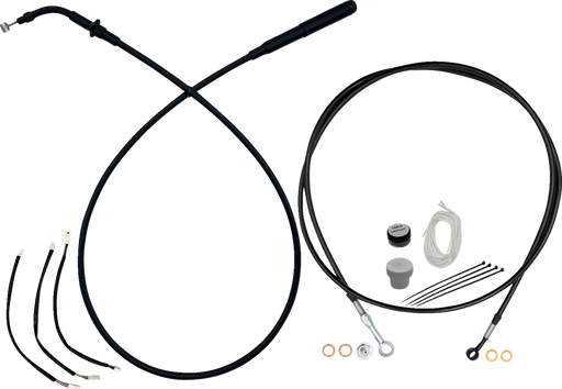 FAT BAGGERS INC. EZ Install Kit - 12" Handlebars - Upper Clutch - Full Length - Black 249012-B