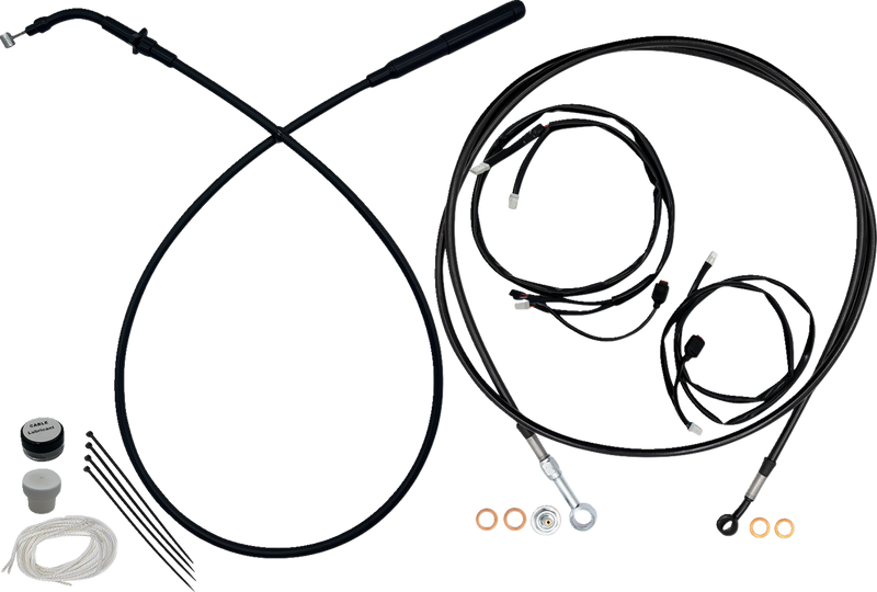 FAT BAGGERS INC. EZ Install Kit - 13"/14" Handlebars - Upper Clutch - Full Length - Black 249014-B